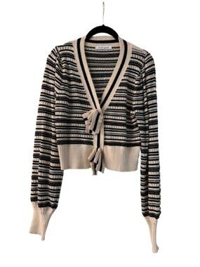 French Quarter Boutique Purchased Striped Bow Cardigan Sweater Size Medium